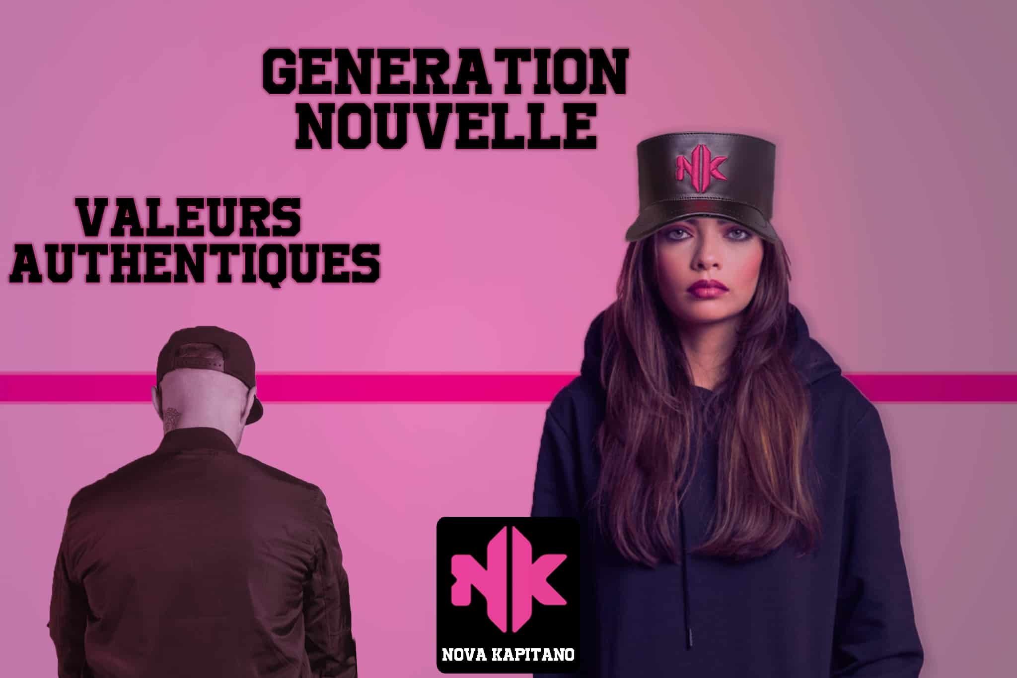 Studio portrait of young couple wearing black clothes and baseball caps, standing against pink background.
